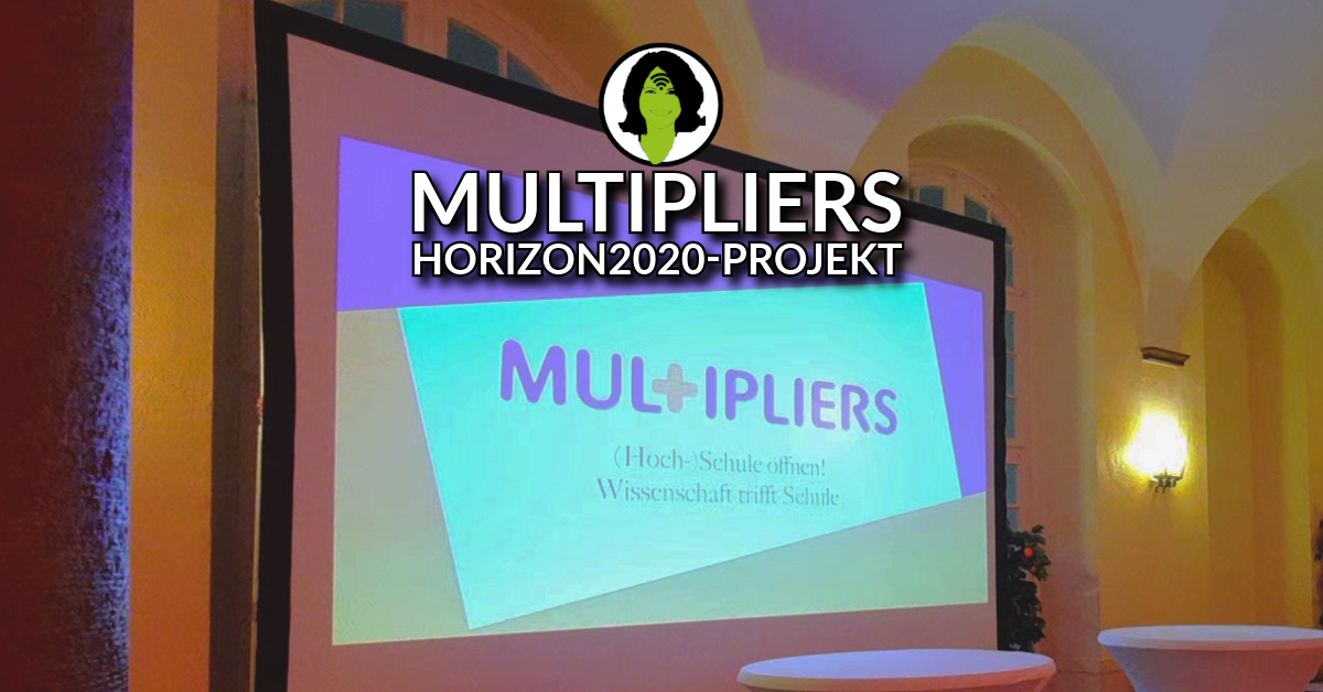 Leinwand mit Projektion des Multipliers-Logos